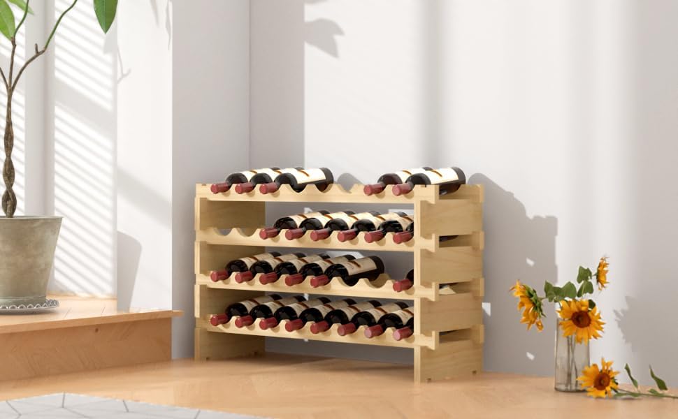 Weinregale Flaschenregal Schränke,Wein Holzregal Weinhalter Weinständer Flaschenständer für Küche,Es