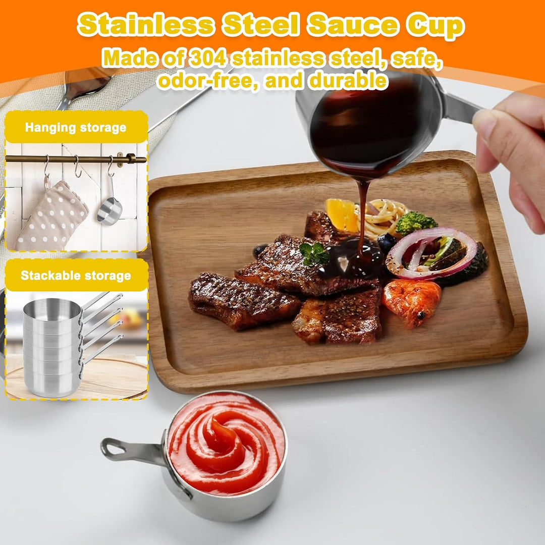 4 Stück Edelstahl Saucenpfanne mit Griff, 100ml Mini Kochtopf Saucentassen Kleine Kasserolle, Multif