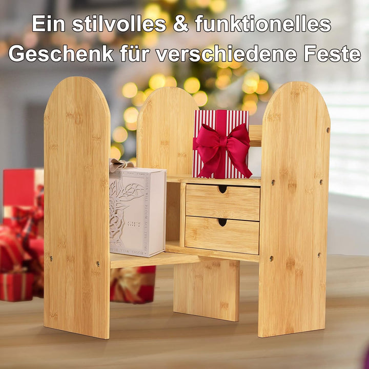 GUUSII HOME Bücherregal Klein Holz Schreibtischregal Verstellbare Tisch Regal Schreibtisch Organizer