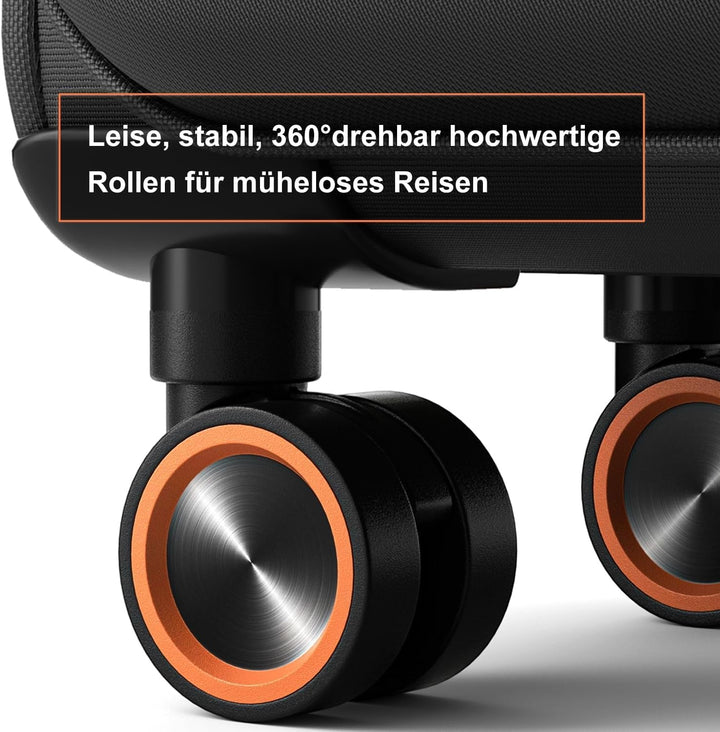 Weichschalenkofferset 2 Teilig, Handgepäck und mittelgross Koffer Schwarz Set(S+M), Schwarz Set(S+M)