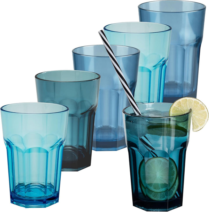 Melamin Geschirr Set Jesolo Blau für 6 Personen - Steingutoptik Spülmaschinengeeignet Essgeschirr Ca