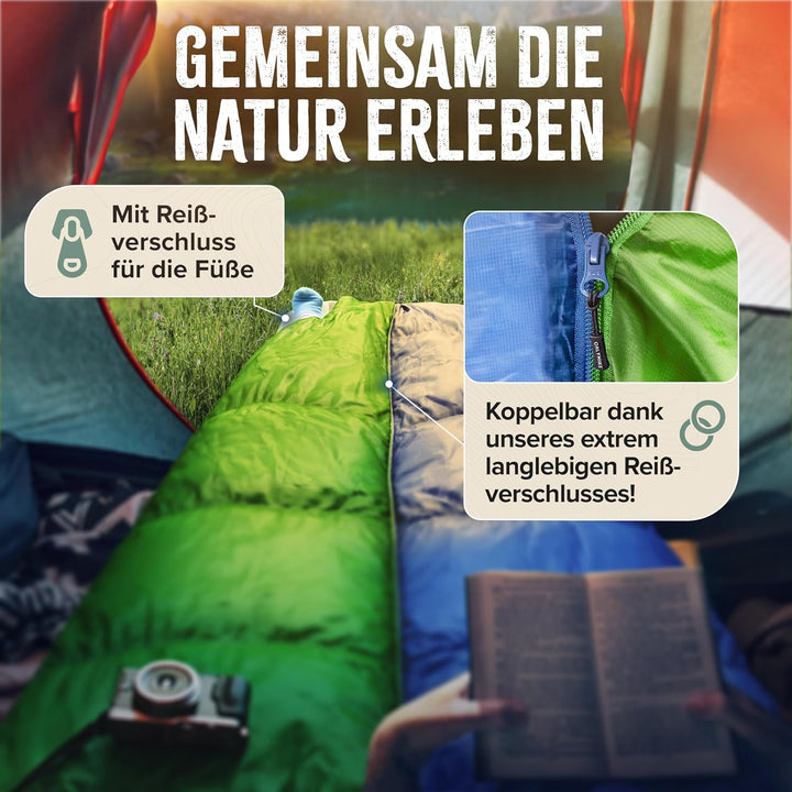 Schlafsack Outdoor I [300GSM] Warmer &amp; 1700g Leichter Schlafsack für Frühling, Herbst und Winter [-5