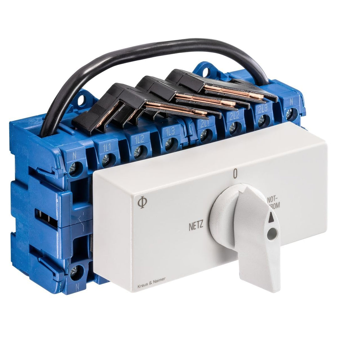 Kraus&amp;Naimer KG64B K950 VE2 +F437 Umschalter 4-polig 63A mit Stellung Netz 0 Notstrom Schnappbefesti