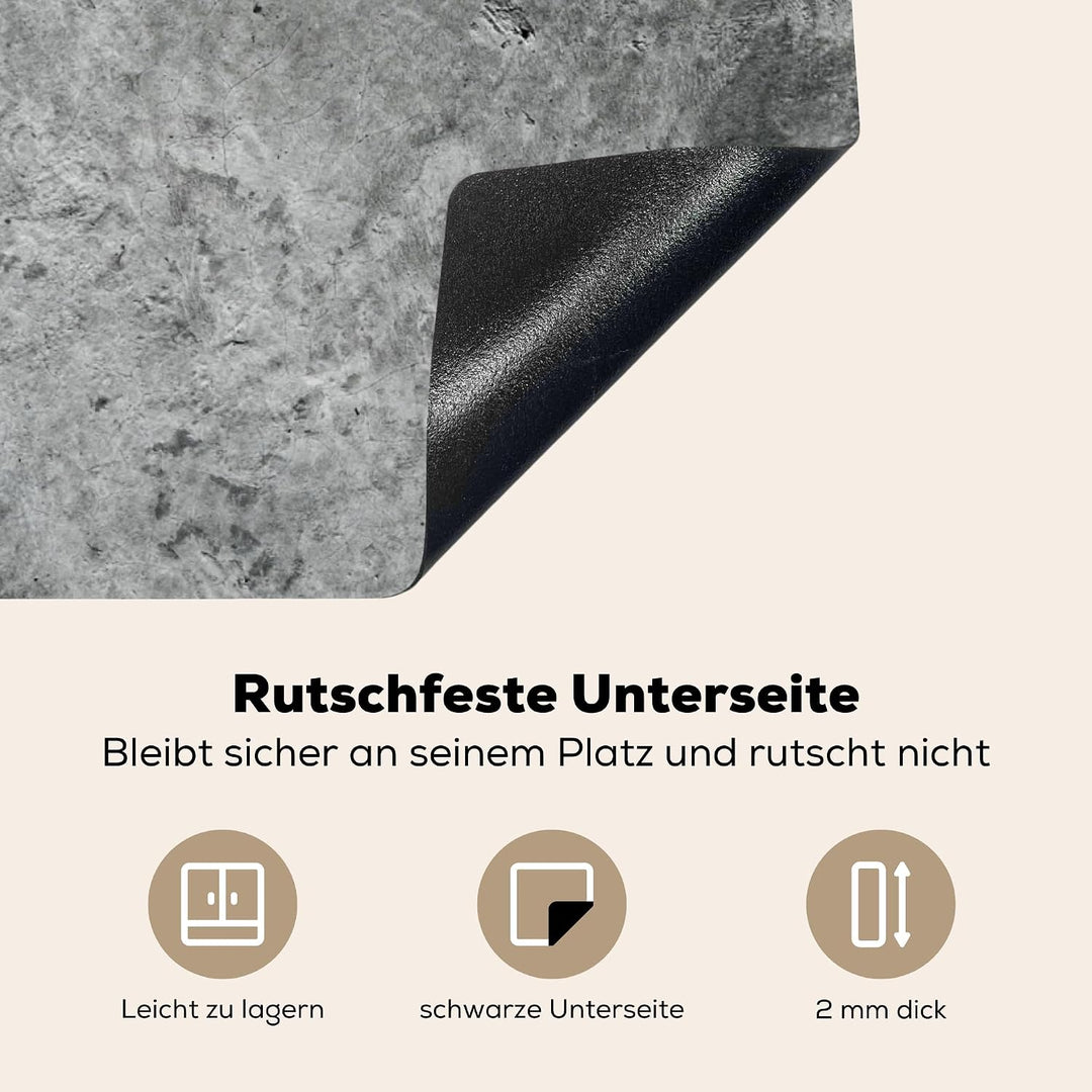 KitchenYeah© Herdabdeckplatte Einteilig Abdeckplatten Cerankochfeld Betongrau 59L x 77B cm, Betongra