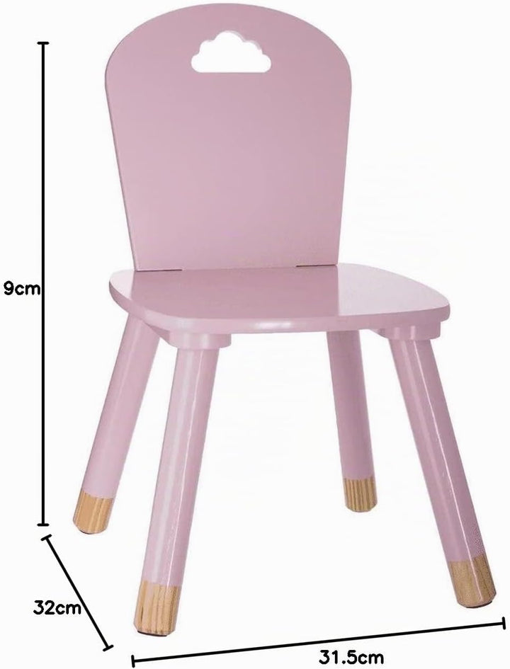 Stuhl aus Holz für Kinder – Wolken-Dekor- Farbe ROSA, Rosa