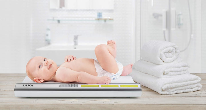 LAICA Elektronische Babywaage, mit Gewichtssperre, 20 g - 20 kg Kapazität, silber Silber/Weiss La166