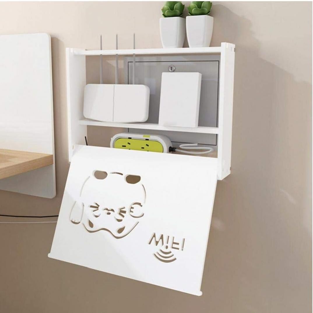 Weiss WiFi Router Aufbewahrungsbox Kabel-stecker-draht-Wand Befestigtes Regal Storage Rack Für Heim