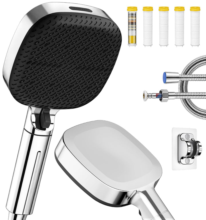 Duschkopf mit Filter, Duschbrause mit Schlauch, Shower Head 4 Modi Luft Einspeisung Druckverstärkter