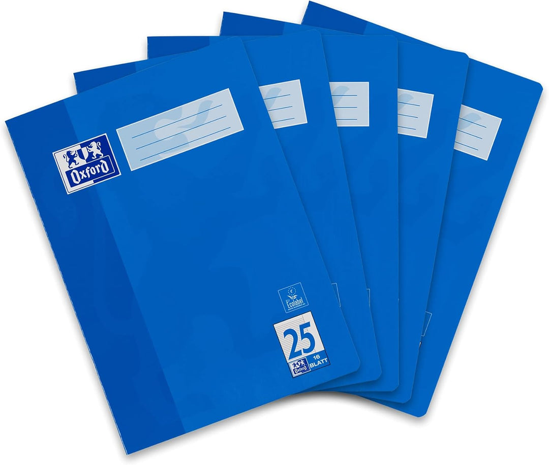 Landre Schulheft A4, kariert, Lineatur 28, 32 Blatt, schwarz, 5 Stück &amp; Oxford Schulheft A4, liniert