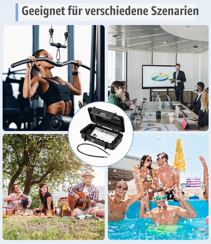 Tragbarer Tresor,[Wasserdicht] 4 Stellig Zahlencode Sicherheitsbox Outdoor Sicherheitssafe mit 6MM D