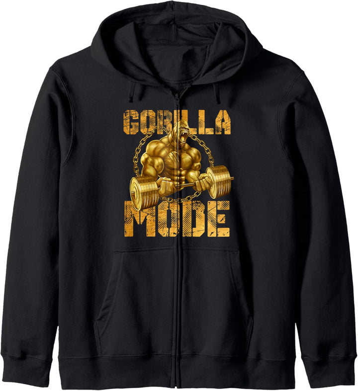 Gorilla Mode Gold Gewichtheben Beast Workout Bodybuilding Kapuzenjacke