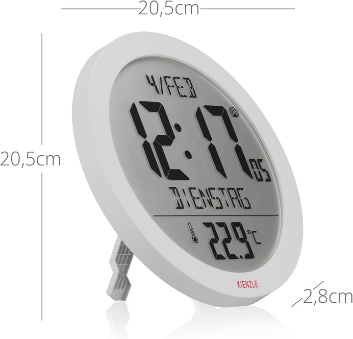 Kienzle DCF Funkwanduhr 18,7 cm mit Innentemperatur weiss