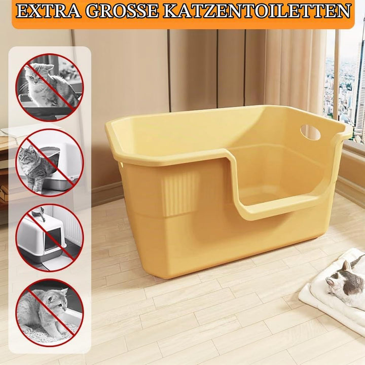 Katzenklo Hoher Rand 50 x 35 x 22cm,Katzentoilette Gross, Katzenklo XXL Ohne Deckel Katzenklo Gross