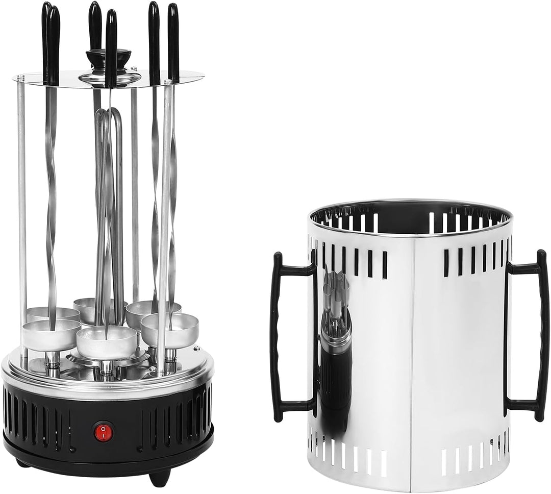 1000W Vertikaler Schaschlikgrill, 400-500℃ Tischgrill mit Ölabtropfschalen, Elektrogrill Dönergrill