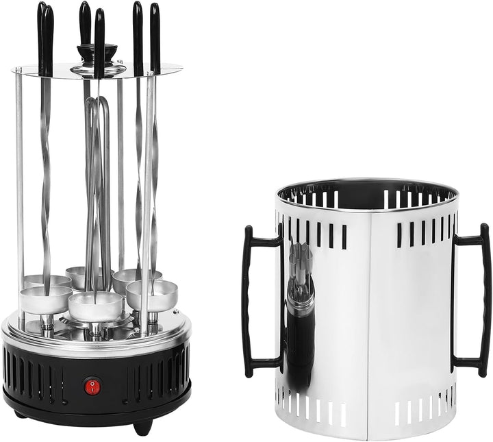 1000W Vertikaler Schaschlikgrill, 400-500℃ Tischgrill mit Ölabtropfschalen, Elektrogrill Dönergrill