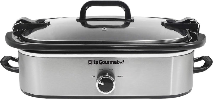 Elite Gourmet MST-5240SS Crock Slow Cooker, verschliessbarer Deckel, einstellbare Temperatur, warm h