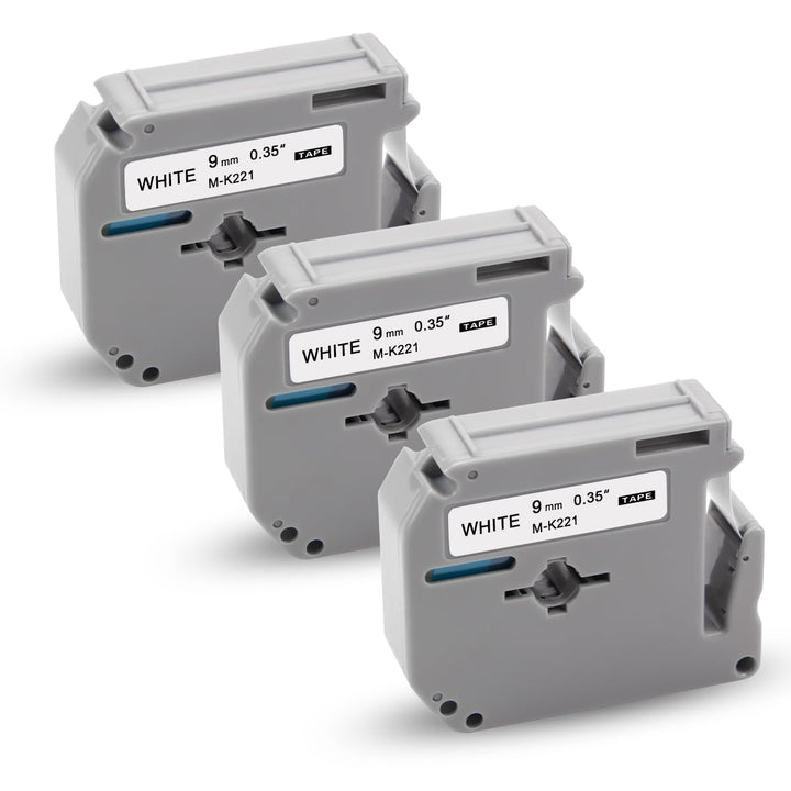 3x XemaX Kompatibel Brother M-K221S 9mm 3/8 White Ersatz für MK-221 M-K221S MK221 MK221S Brother PT-