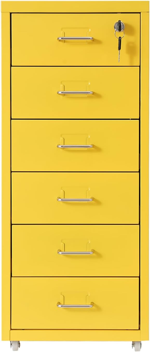 Metall Rollcontainer, Büromöbel für Schreibtisch, Büro Organizer mit 6 Schubladen, Abschliessbarer S