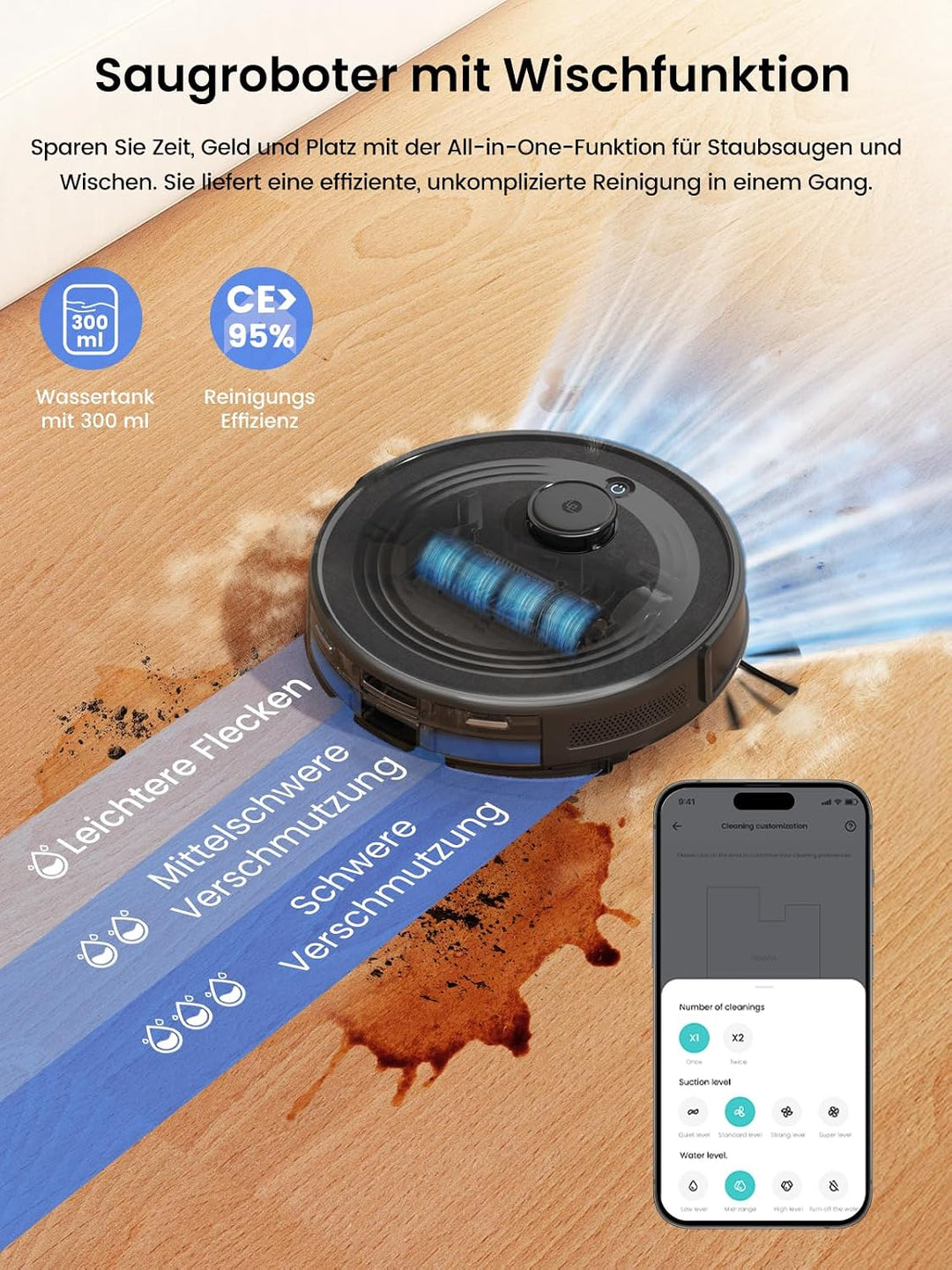 LEFANT M2 Pro Staubsaugerroboter, 5500Pa Saugroboter mit Wischfunktion, Staubsauger Roboter mit LiDA