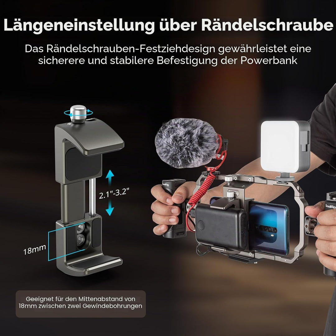 SMALLRIG Aluminium Power Bank Halter, Powerbank Mount Clamp für Tragbare Power Banks mit einem Breit