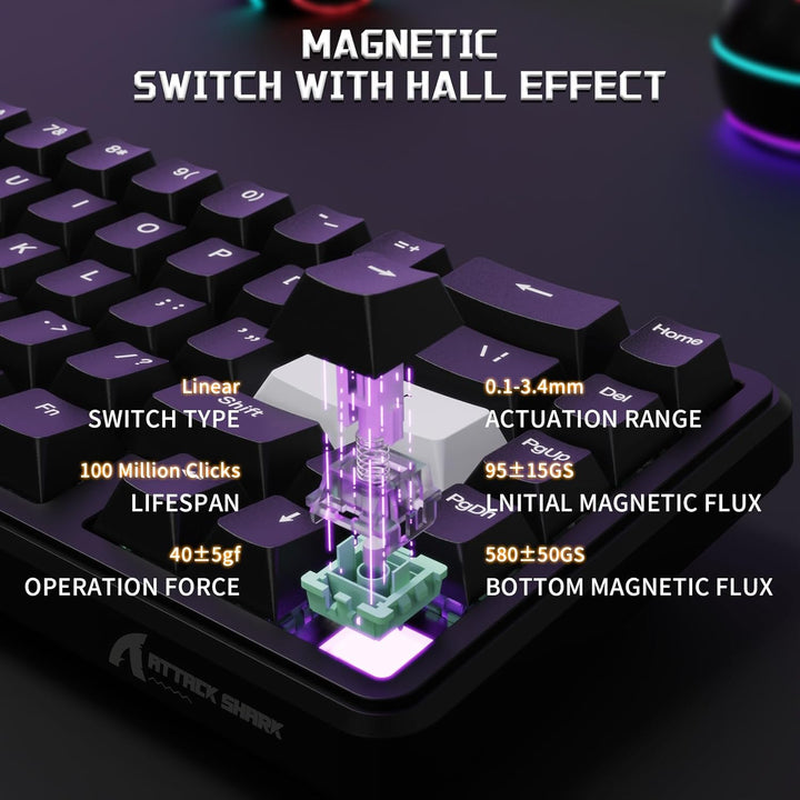 MAMBASNAKE x Attack Shark Wired Gaming Tastatur und Maus Combo, X65HE Gaming Keyboard Black, 59g Sup