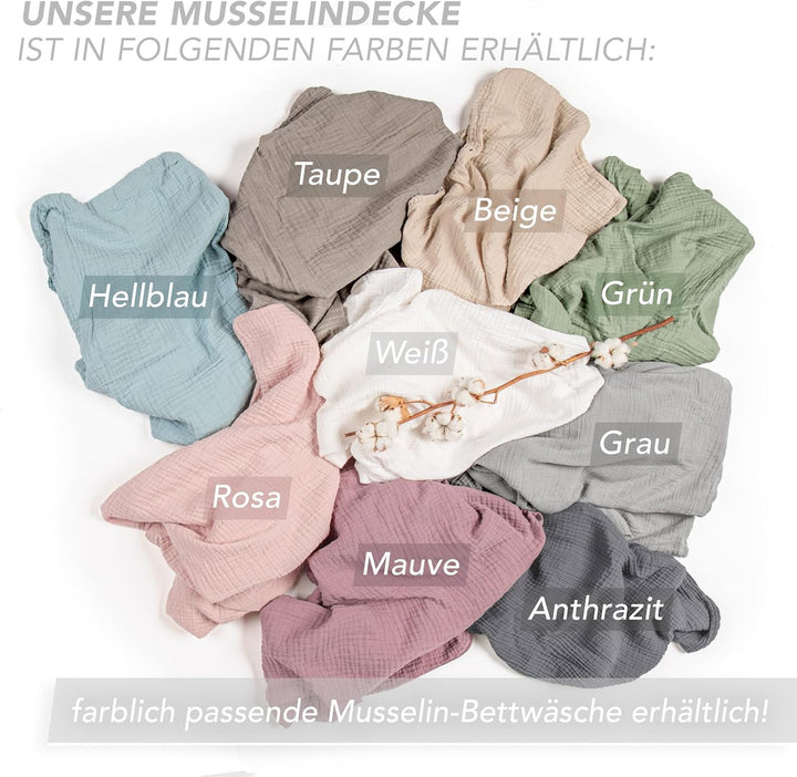 Pure Label 2er Set Musselin Decke 150x200 Grau aus Baumwolle Grau 2er Set 150x200 cm, Grau 2er Set 1