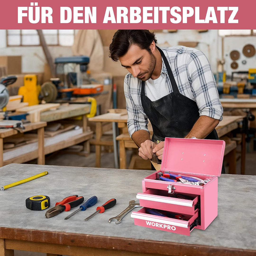 WORKPRO Metall Schubladenbox 2 Schubladen, Rosa, Tisch Organizer, Rosa