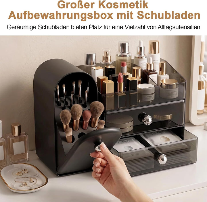 ERWEY Make Up Kosmetik Organizer mit Schubladen, Grosse Schminktisch Organizer Pinsel Aufbewahrung,