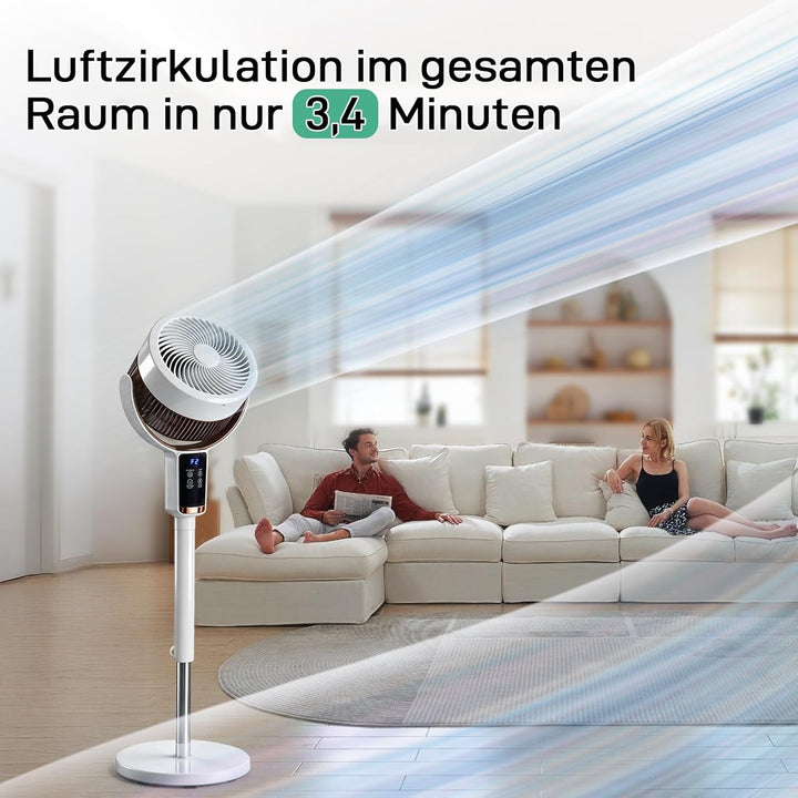 LEADZM Standventilator mit Luftzirkulation, Bodenventilator 80° Horizontale Oszillation, Fernbedienu