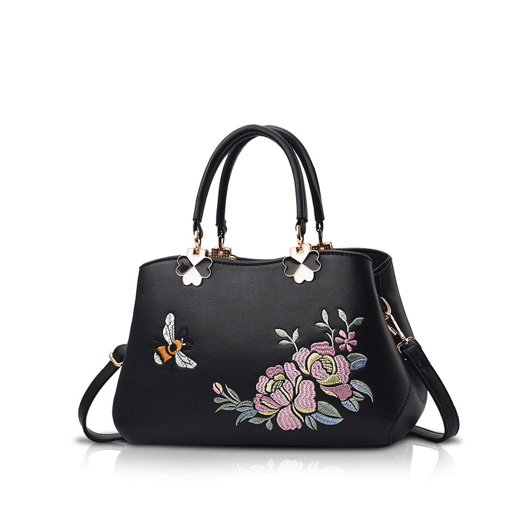 NICOLE&amp;DORIS Handtaschen Damen Mode Schultertasche Geldbörse Retro Umhängetasche Frau Tote Stickerei
