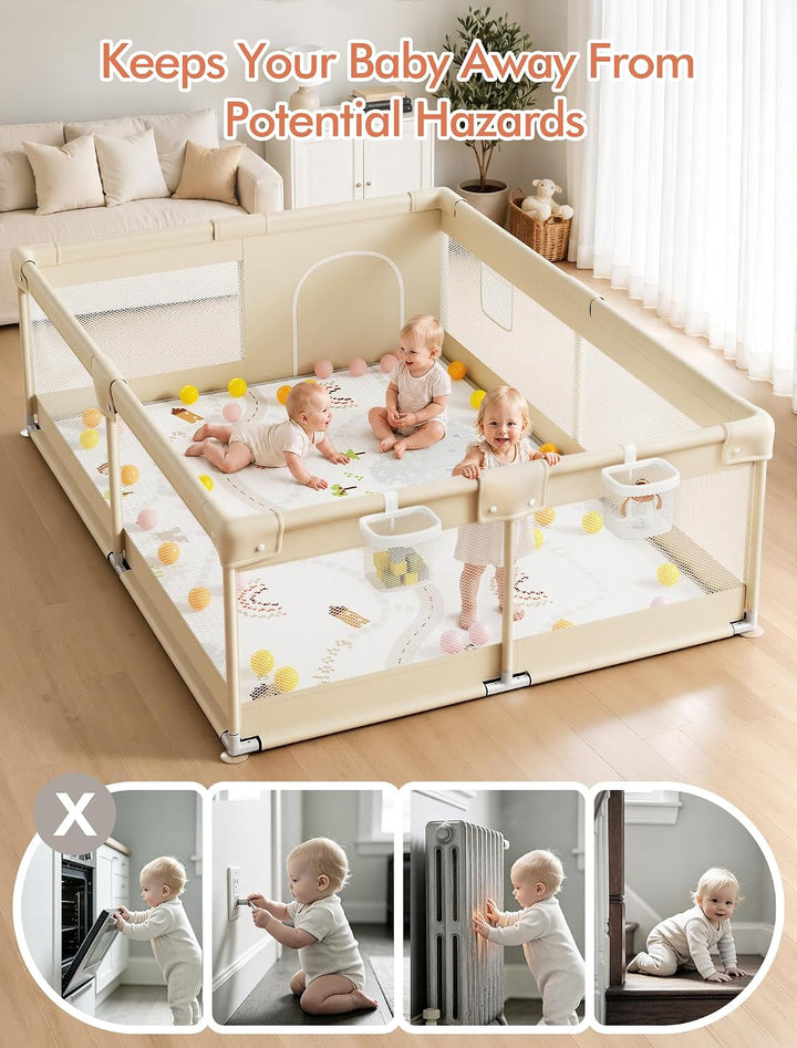 XXL Laufstall Baby mit Matratze 150x180cm für sicheres Spielen