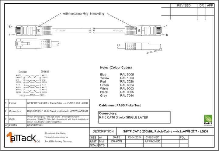 7,5m schwarz - 10 Stück Cat.6 Patchkabel Netzwerkkabel CAT6 S-FTP Gigabit LAN PIMF CAT 6 Kupfer CU H