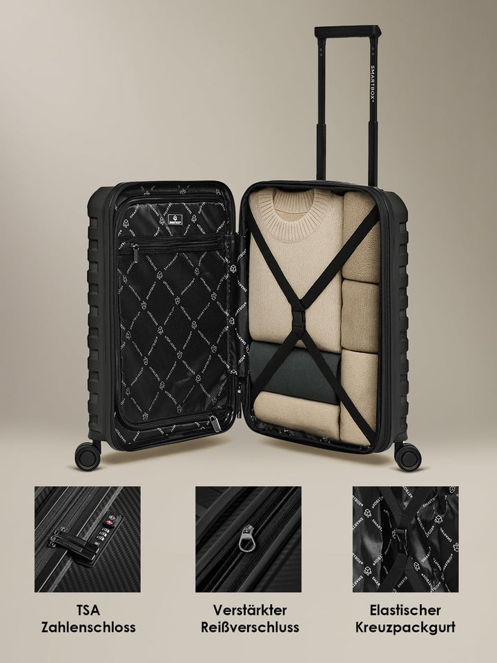 Smartbox Kabinenkoffer Erweiterbar 37x23x55 cm, 42–48L Handgepäck Koffer, Leichter Hartschalen Troll