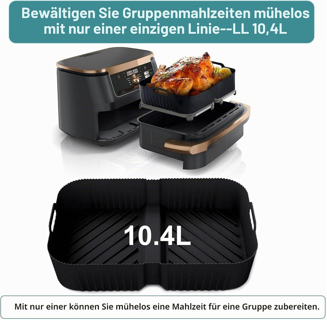 Szyeequoo Airfryer Silikonform Set für Ninja Foodi FlexDrawer AF500EU/AF500EUCP 10,4L, 1×10,4L + 2×5