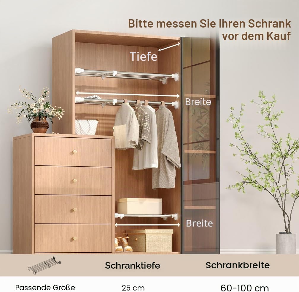Hershii Ausziehbar Garderobensystem Einziehbar Schrank Trennwand Regaltrenner Schrankteiler Regaltei