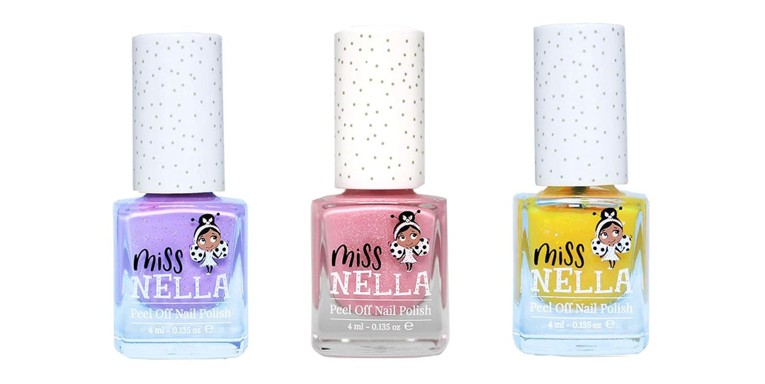Miss In - Kinder-Nagellack auf Wasserbasishelles, Glitzer, Packung mit 3 Farben Cheeky Bunny, Butter