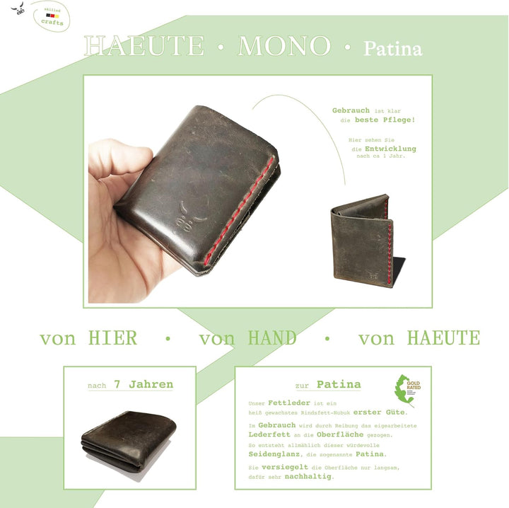 grauer Männer Leder Geldbeutel, klein &amp; metallfrei