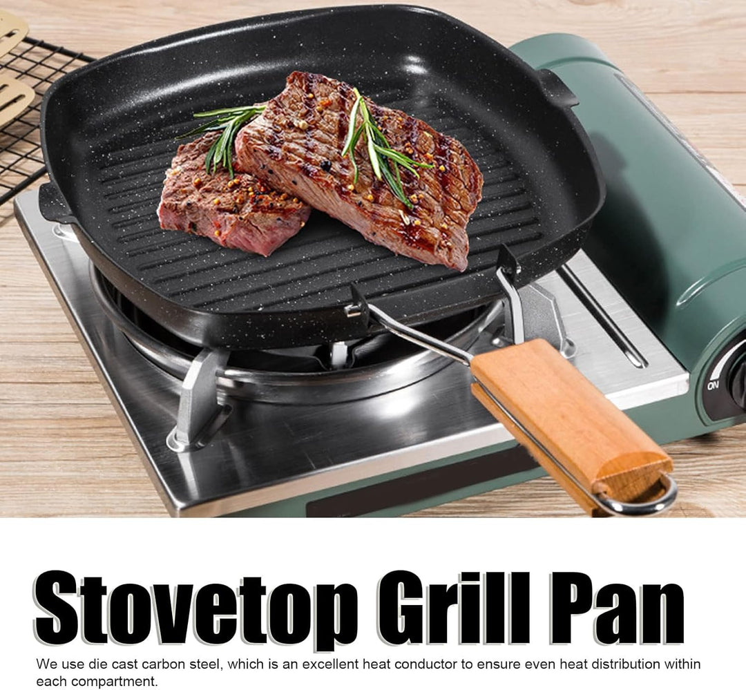 HERCHR Grillpfanne 20x20cm, Grillpfann Induktion Gewellt, Steakpfanne Induktion Aus Gusseisen, Induk