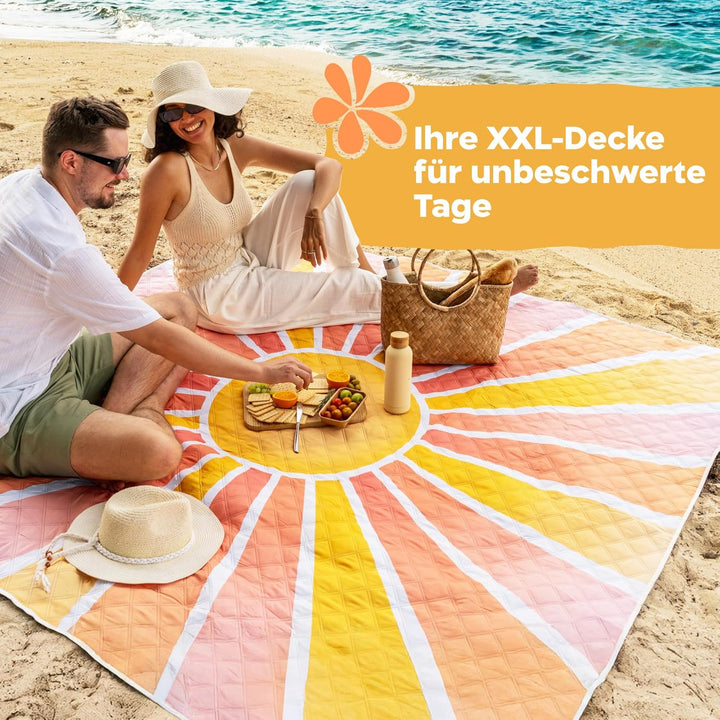 Twinzee Picknickdecke 200x200 cm Wasserdicht - Waschbare Stranddecke XXL für Strand, Camping, Outdoo