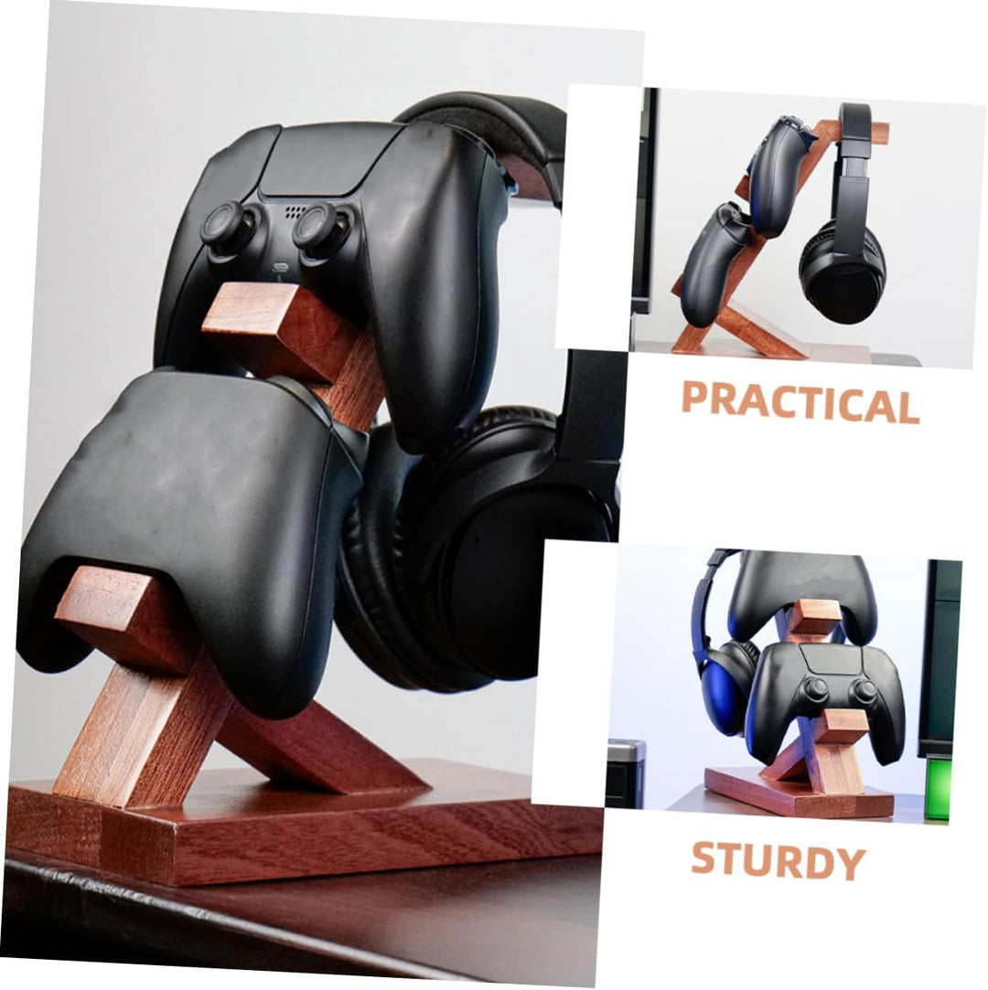 Angoily Holz Gamecontroller Halterung Für Spielkonsole Multifunktionaler Headset Ständer Brauner Org