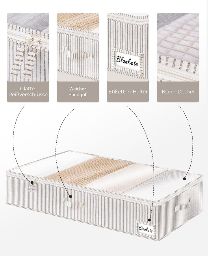 StorageWorks Unterbett Aufbewahrung, grosse Unterbett Aufbewahrungsbox mit Deckel Stoff, faltbare Un
