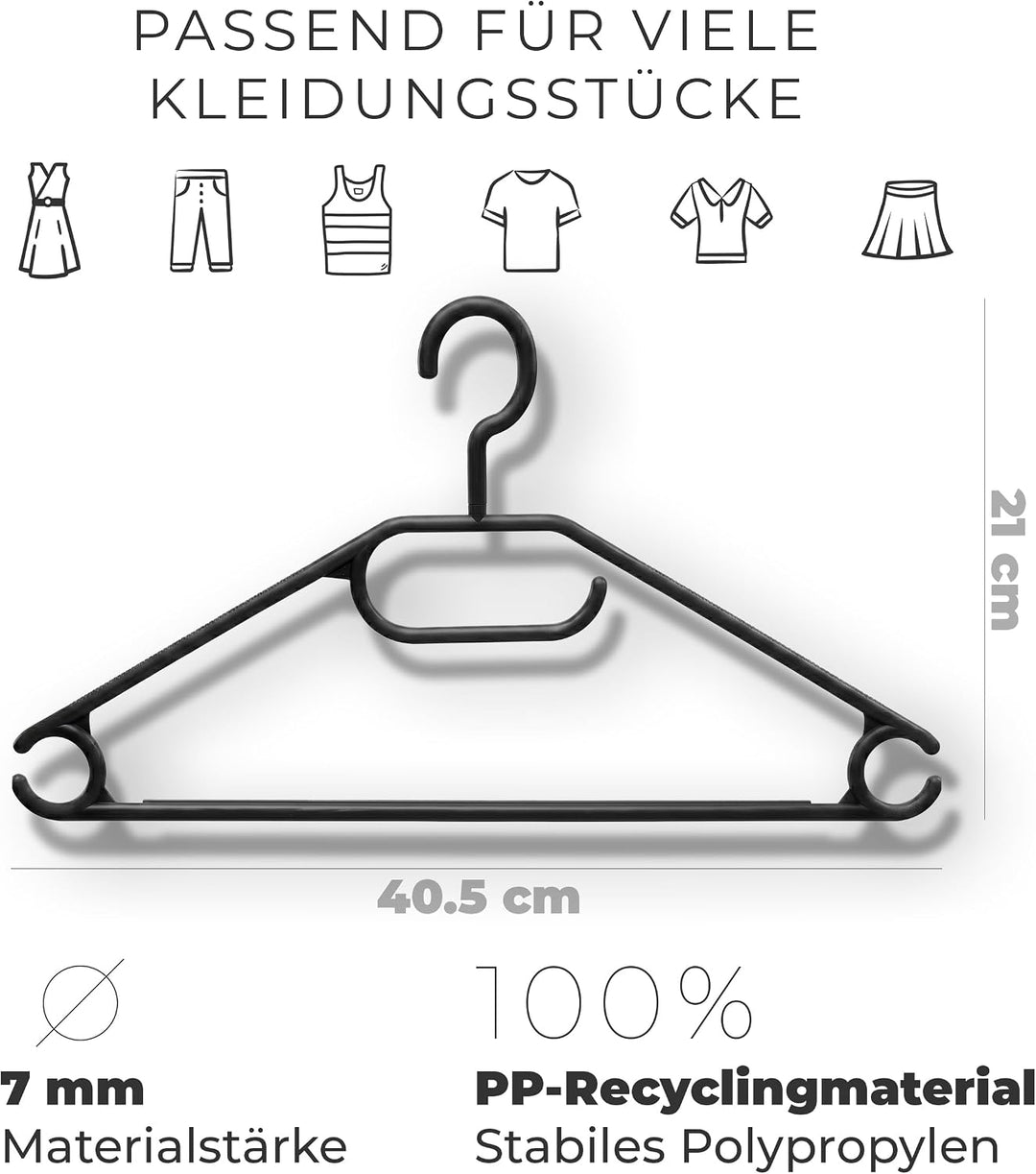 Novaliv 100 Kleiderbügel schwarz | 360° drehbarer Haken | Anti-Rutsch-Rillen | für Hemden Blusen Röc