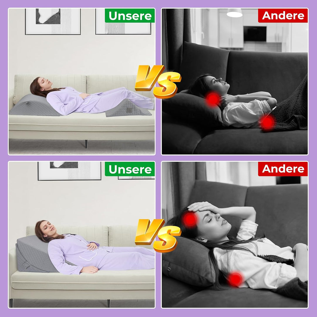 Babenest Verstellbares Keilkissen mit Hochdichteschaum, Lesekissen für Bett Luftschicht Grau, Luftsc