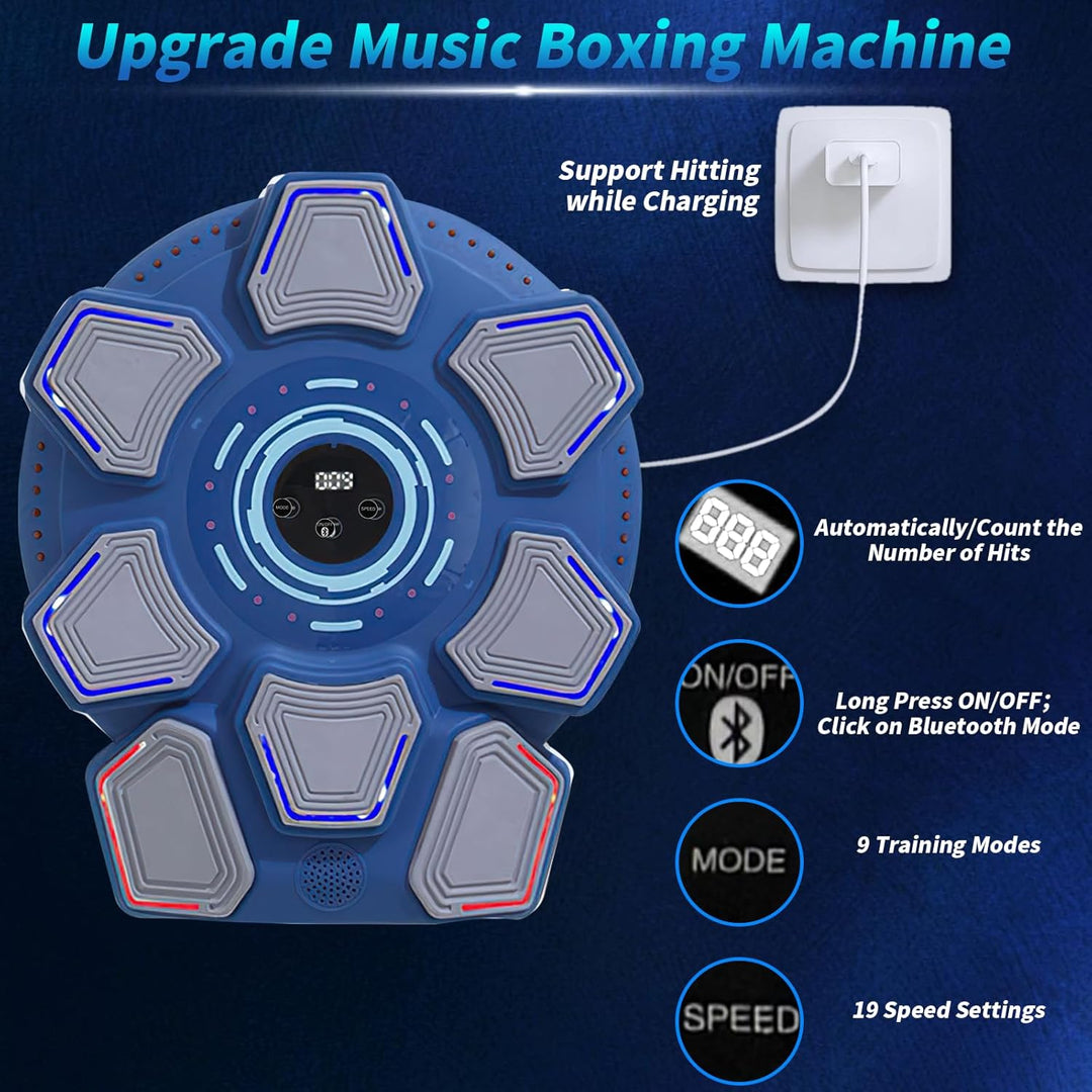 Music Boxing Machine für Erwachsene, Wandmontierte LED Licht Bluetooth Musikboxing Maschine Blau-8 S