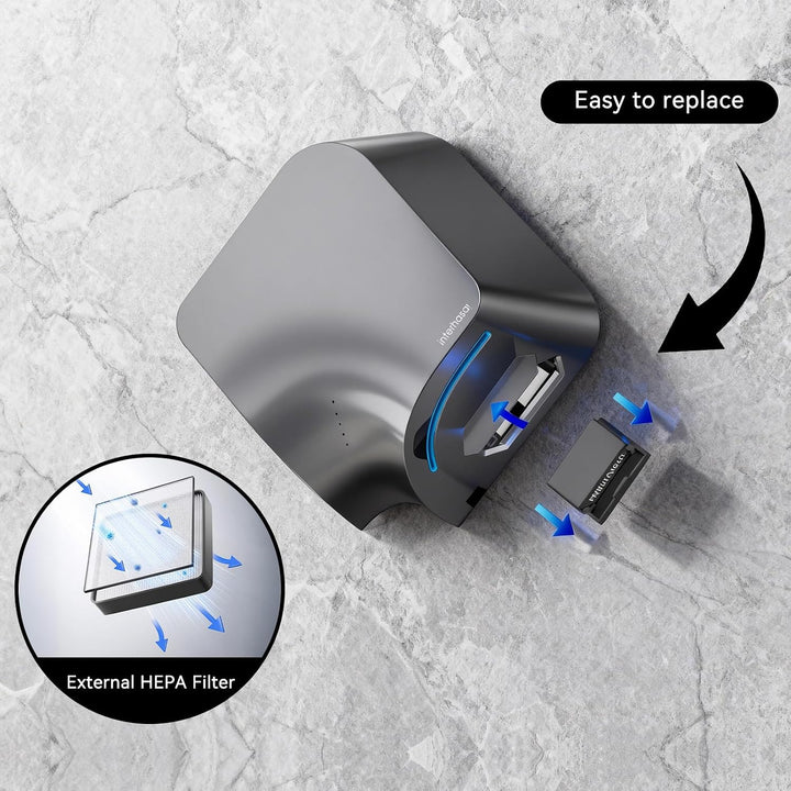 interhasa! Händetrockner automatischer Infrarotsensor handtrockner leise Gewerbe und Haushalt 1400W（