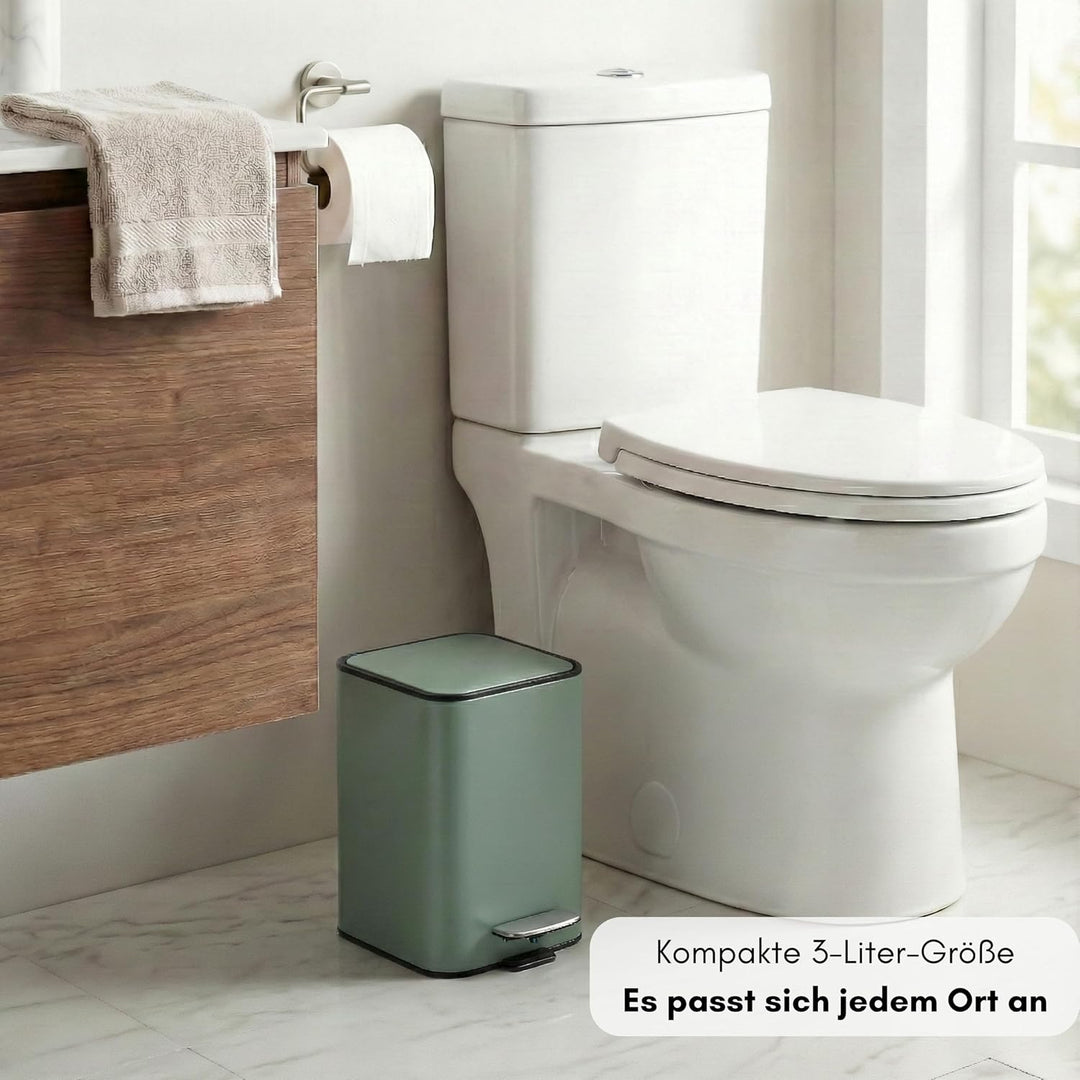 Erreke Badezimmer-Treteimer 3L, Grün, herausnehmbarer Inneneimer, Robust Sage Green, Sage Green