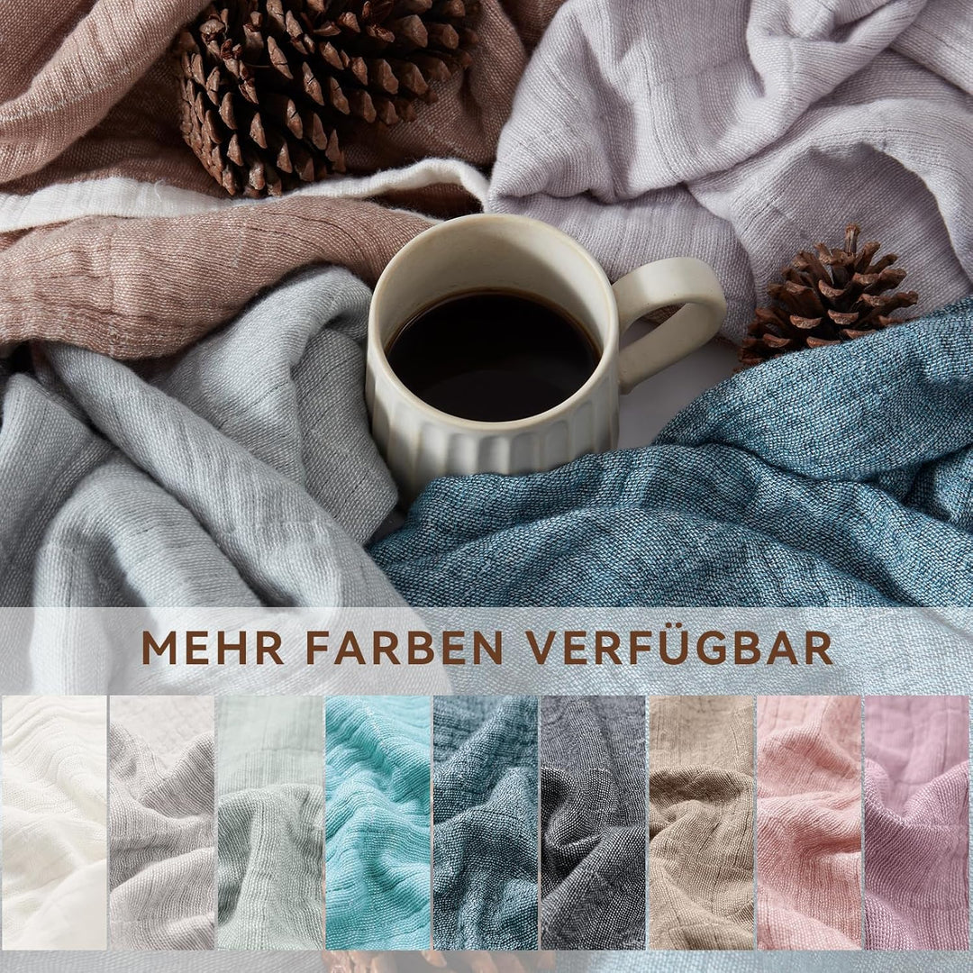 SE SOFTEXLY Musselin Decke aus 100% Baumwolle, 4-Lagige Atmungsaktive Weiche Kuscheldecke, GrosseSof
