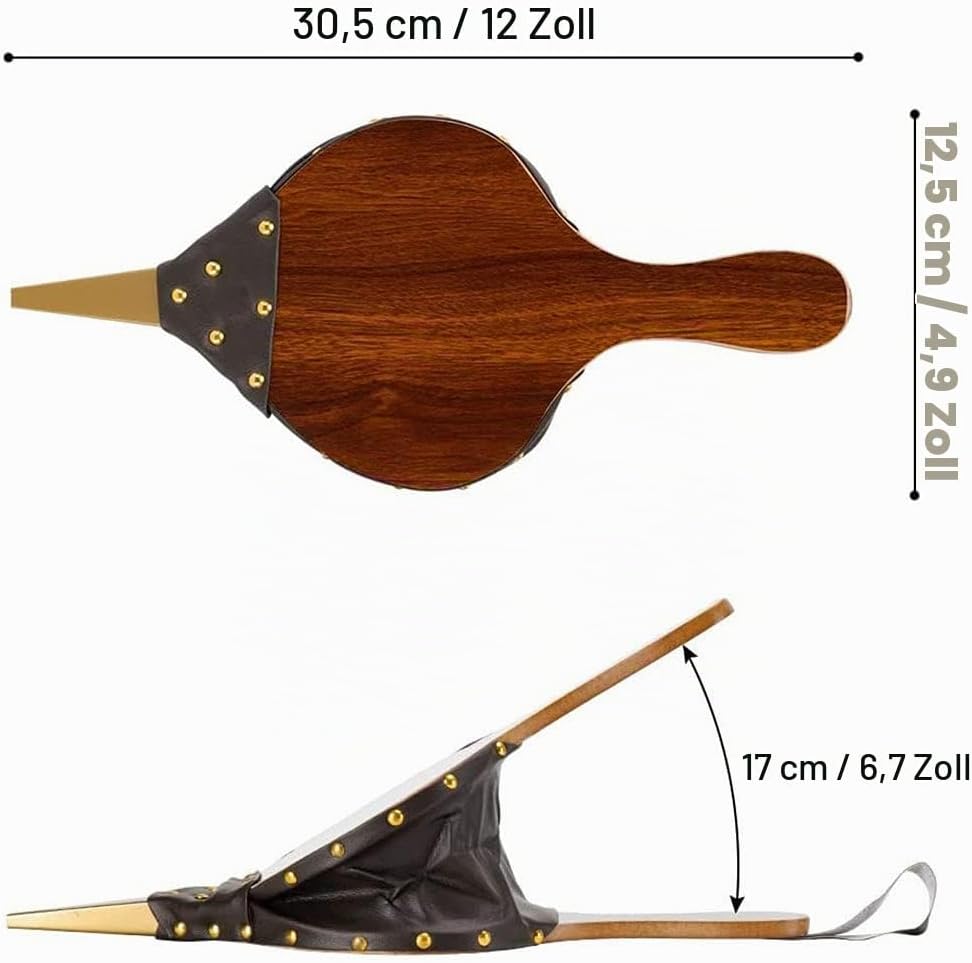 Blasebalg Kamin, Kamin Grillgebläse, Kaminbalg, 30 cm Grosser Blasbalg aus Holz, Blasebalg Grill, Ho