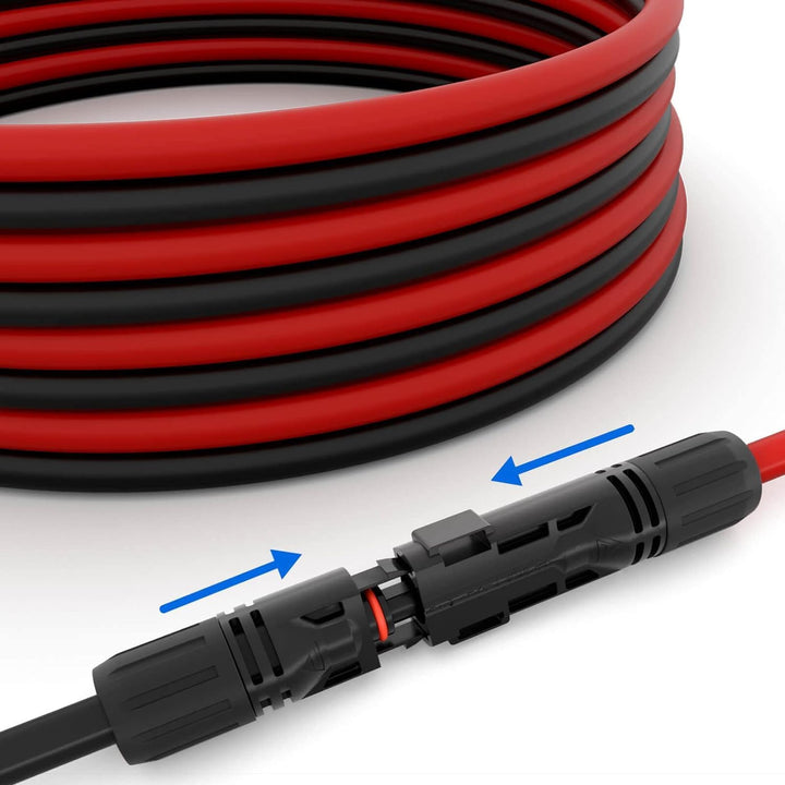 HB-DIGITAL 2x 20m 6mm² Solarkabel Verlängerungskabel Kabelpaar für Photovoltaik Anlagen H1Z2Z2-K mit