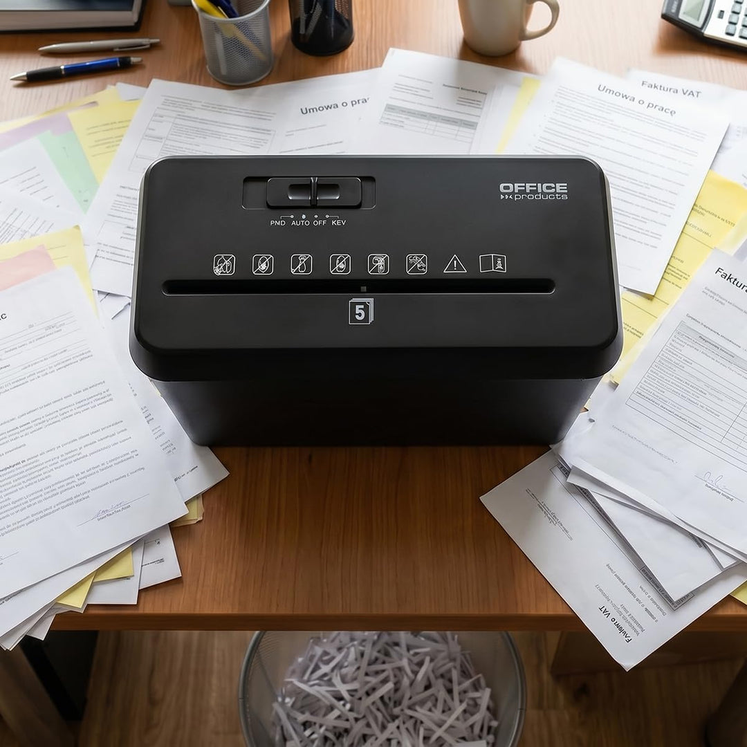 Office Products Aktenvernichter / 5-6 Blätter Querschnitt/Behälter 8 l/Schwarz/Papierschredder für k
